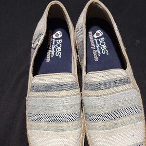 Skechers Cream and Black Slip-On Loafers with Flat Sole